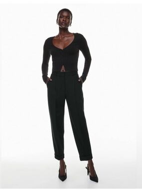 Aritzia Wilfred Dashwood Pant Black Size 8 High Rise Pleated Crepette Trouser